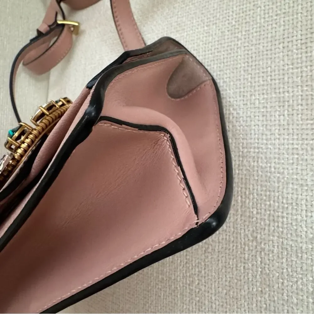 RARE Miu Miu Crystal Embellished Crossbody Bag Pink Leather with Multicolor